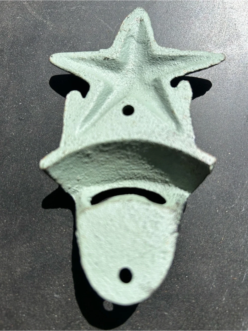 VTG Cast Iron Rustic Starfish Wall-Mount Bottle Opener - Green Patina-1 Starfish